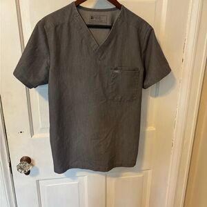 Figs Graphite V-Neck Short Sleeve Top